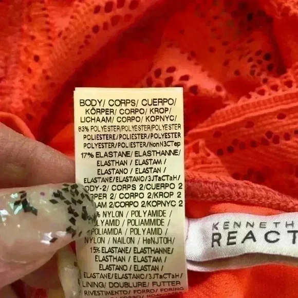 🌈 6/$60 NWT Kenneth Cole Bikini Crochet Adjustable Straps High Cut Melon Medium - Picture 5 of 11
